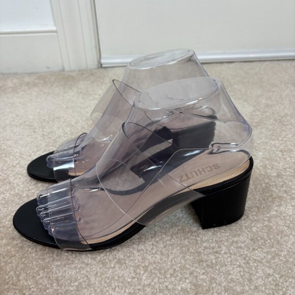 Schutz Victorie Sandal See-Through. Mule‎ Sandal in Black Size 7 New - Picture 3 of 9